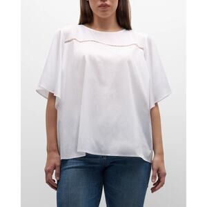 Harshman‎ Zinnia Blouse Womens White Flutter Sleeve Cotton Top NWT Sz:3X Ret$228
